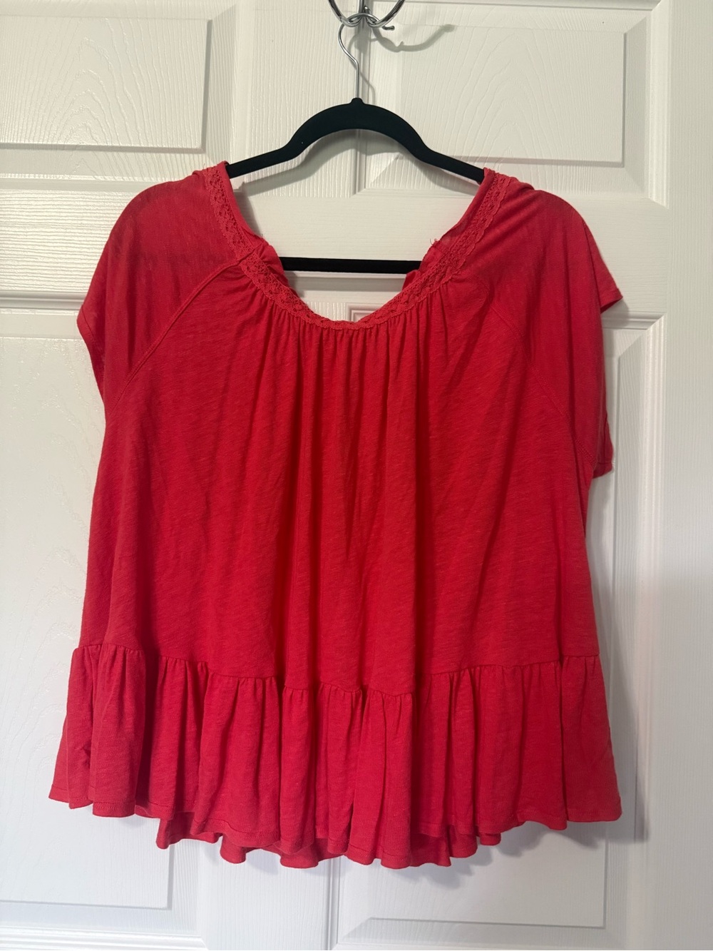 Free People Charlie Button Down Camelia Red Top- M - Picture 5 of 7